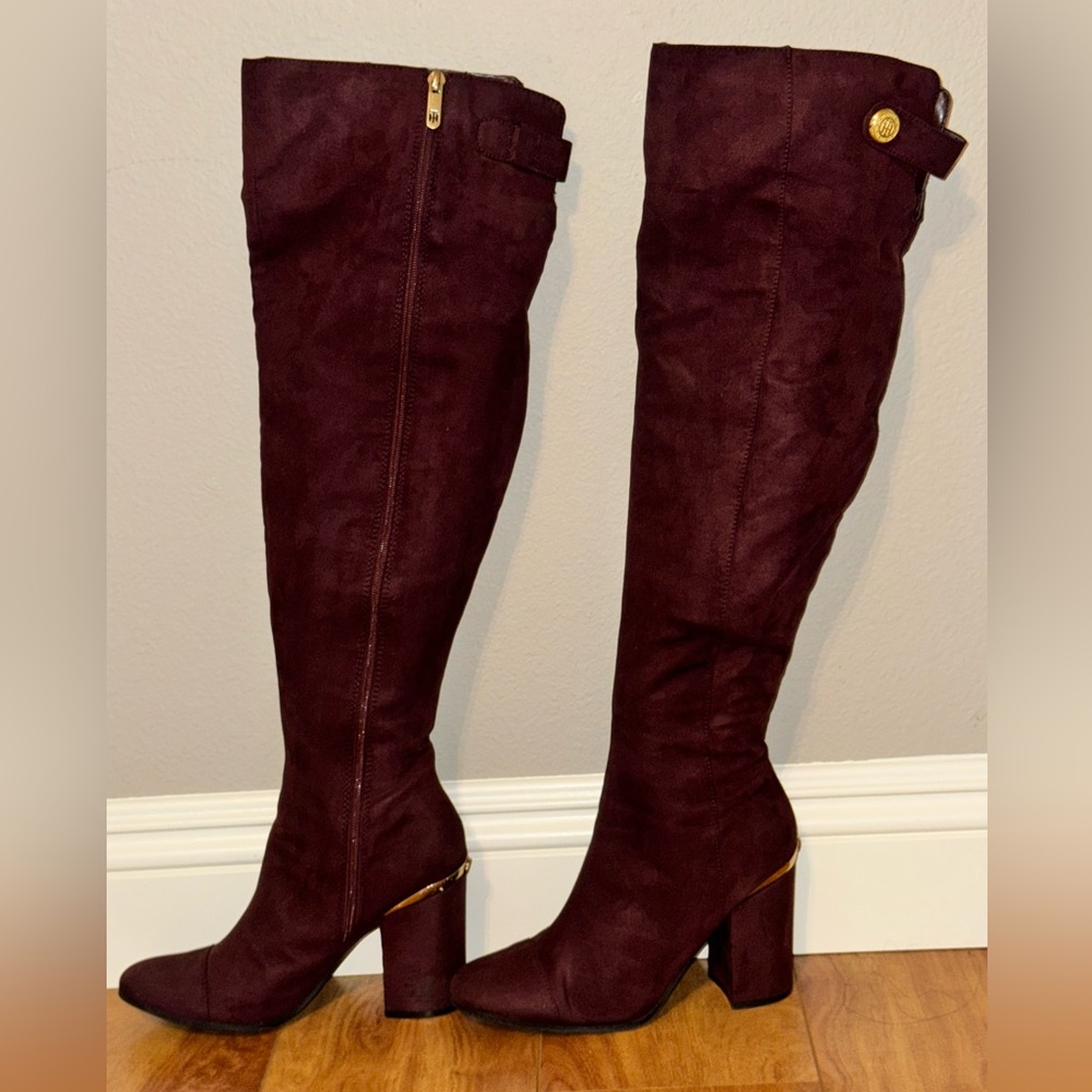 Tommy Hilfiger Burgundy Over-the-Knee Boots